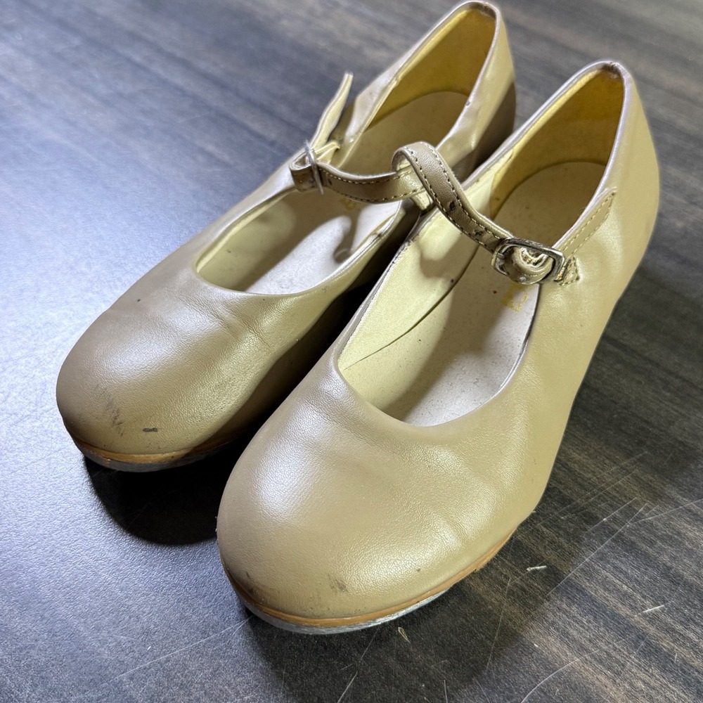 Kids Tan Mary Jane Strap Tap Dance Shoes Sz 11.5‎ S